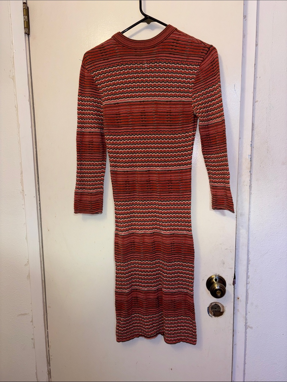 Free People Rust Wave-Striped Ribbed Midi Dress - Picture 5 of 5